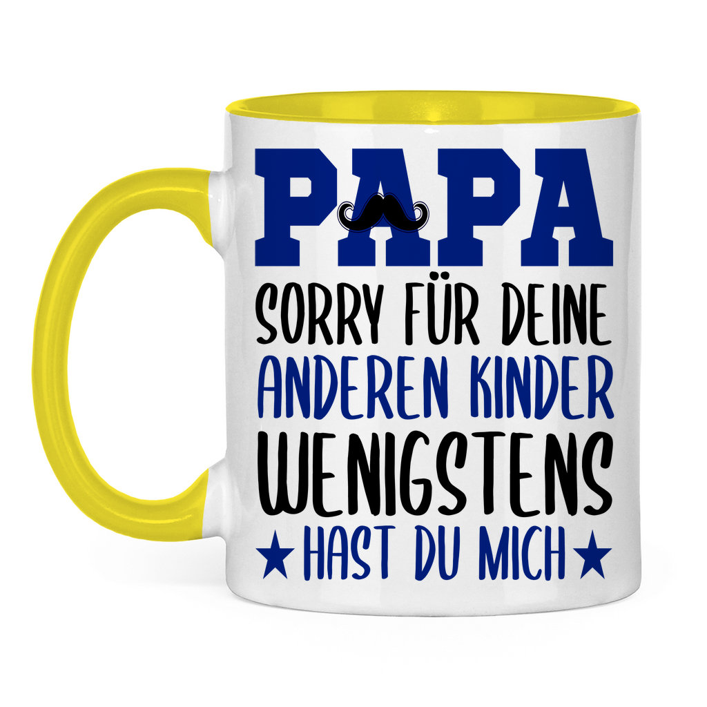 Papa sorry für deine anderen Kinder wenigstens hast du mich - Tasse zweifarbig Yellow