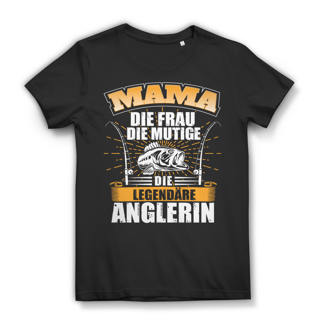 Anglerin Mama T-Shirt – Geschenk für mutige Frauen die Fischen lieben Black