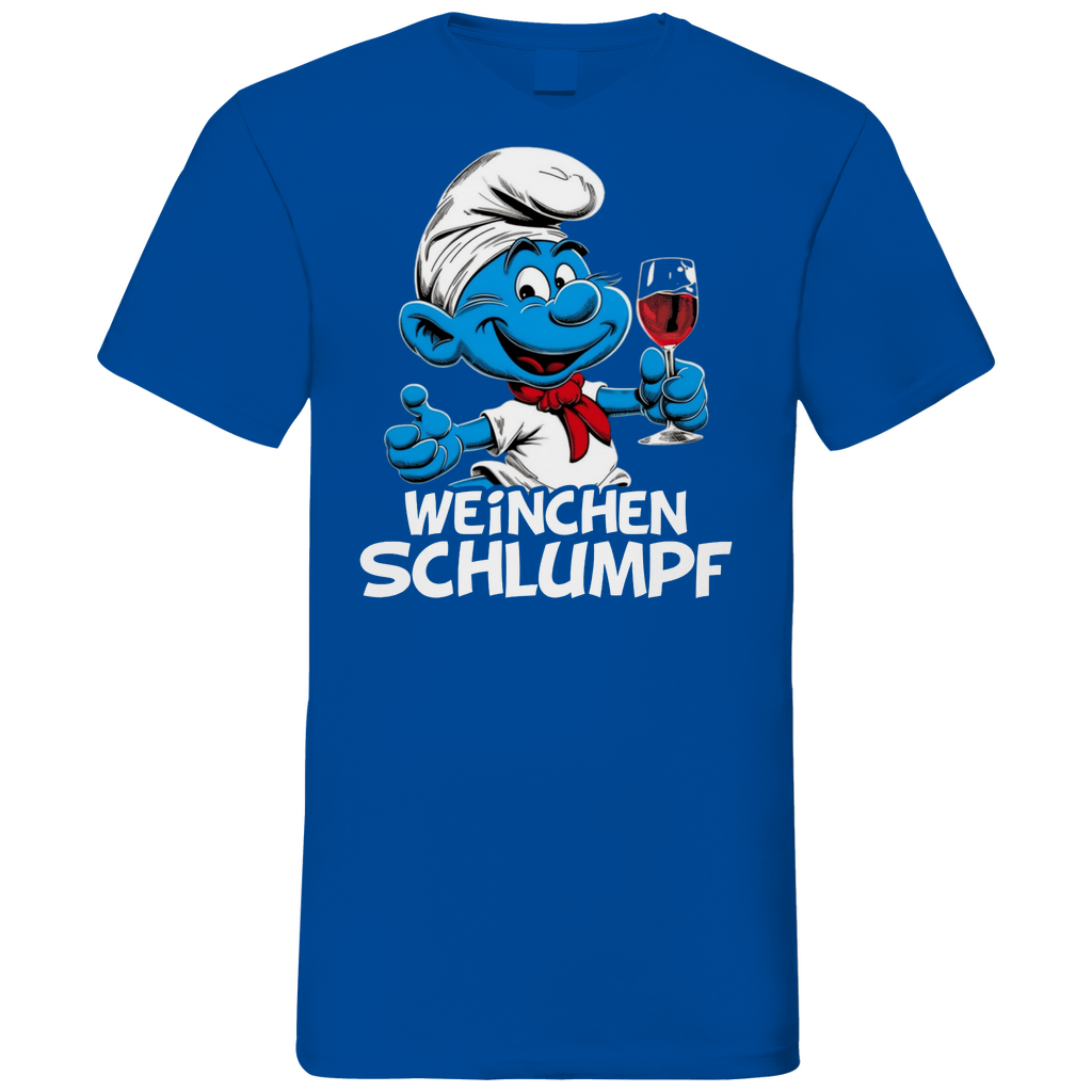 Weinchen Schlumpf Grafik - Herren V-Neck Shirt