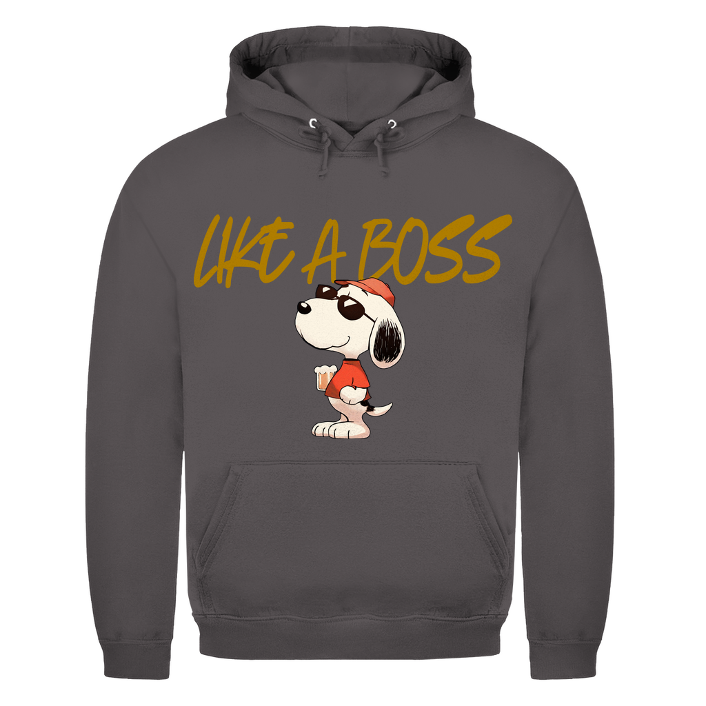 Peanuts Snoopy mit Bier Like a Boss - Herren Hoodie Charcoal (Heather)