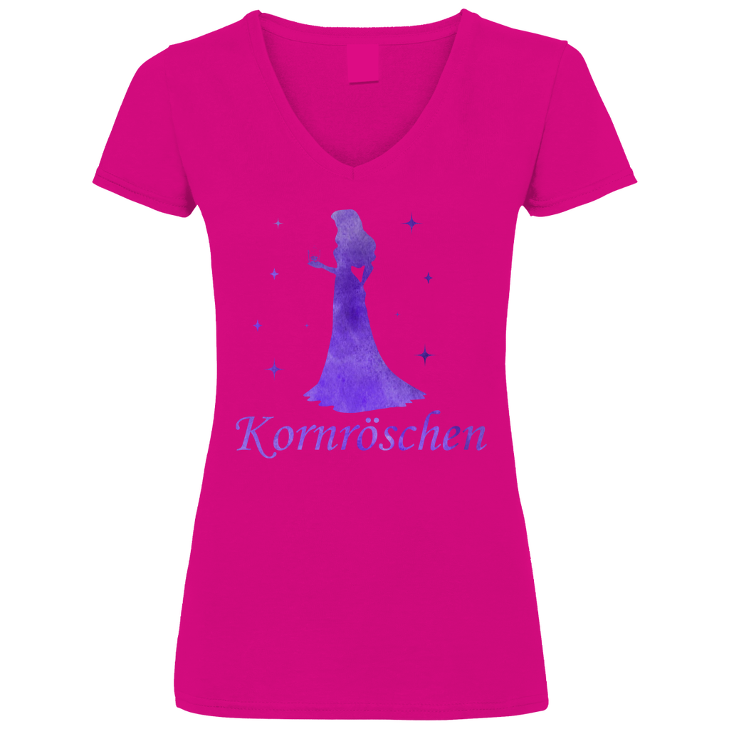 Kornröschen - Prinzessin Aquarell - V-Neck Damenshirt