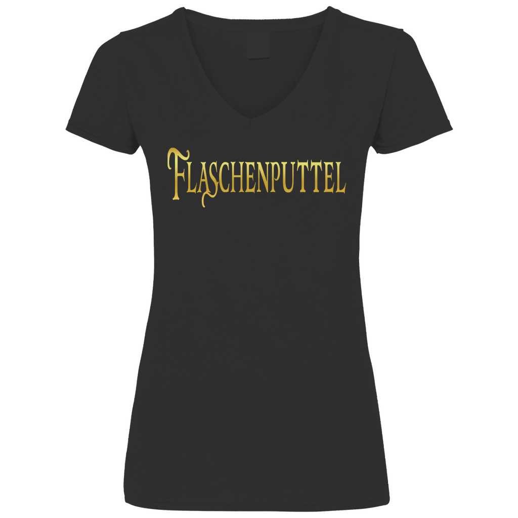 Flaschenputtel - Prinzessin Gold - V-Neck Damenshirt