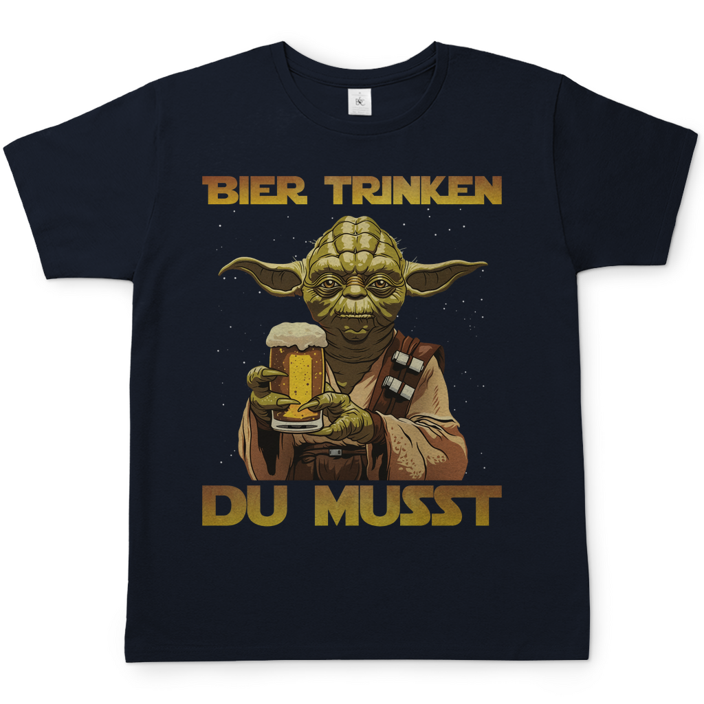 Bier trinken du musst - Yoda Star Wars - Herren Shirt Navy