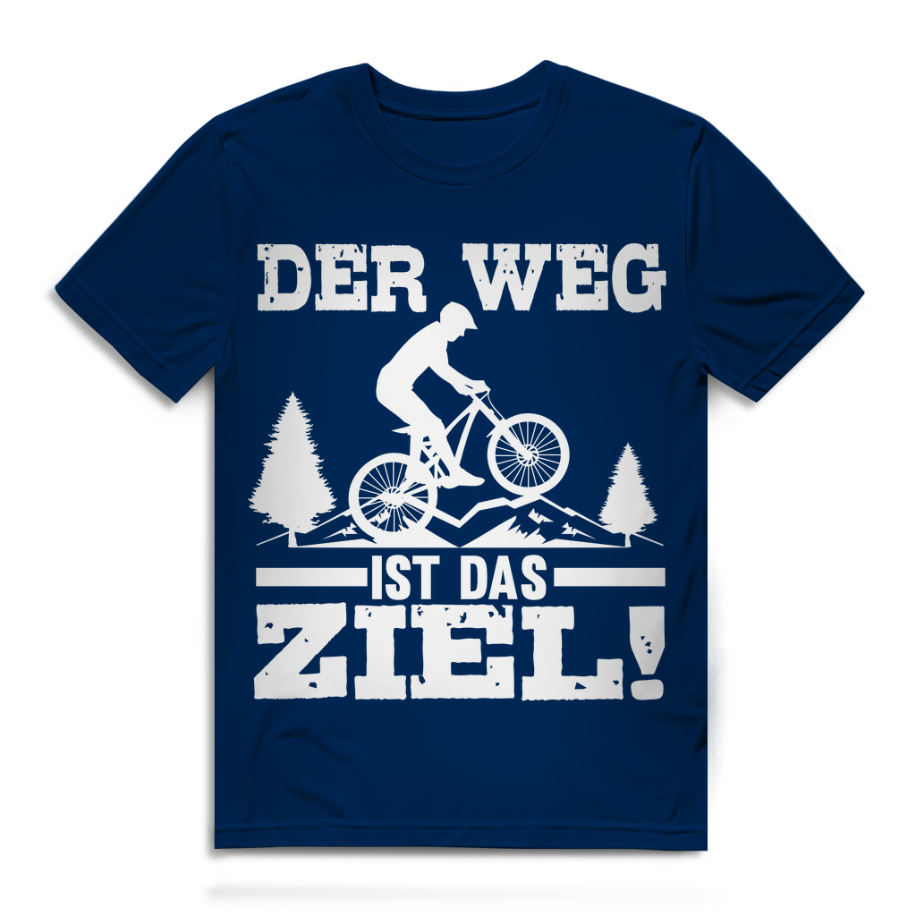Lustiges Herren Bio T-Shirt Der Weg ist das Ziel MTB Fahrrad Spruch Fun Shirt Navy