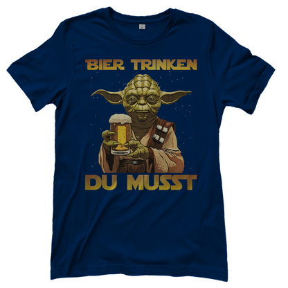Bier trinken du musst - Yoda Star Wars - Damenshirt Navy