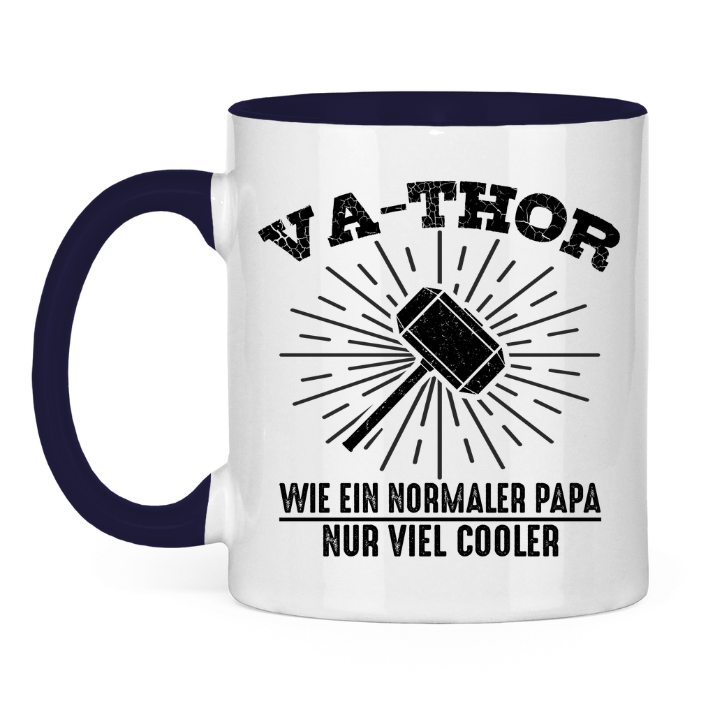 Va-Thor wie ein normaler Papa nur viel cooler - Tasse zweifarbig Navy
