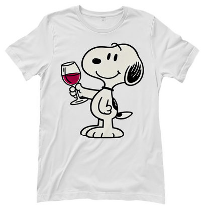 Snoopy mit Wein -  Die Peanuts - Damenshirt