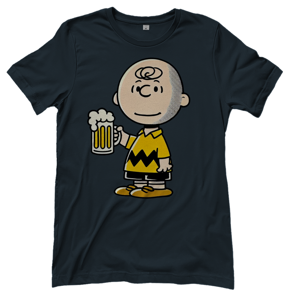 Charly Brown mit Bier - Die Peanuts - Damenshirt Dark Grey Solid