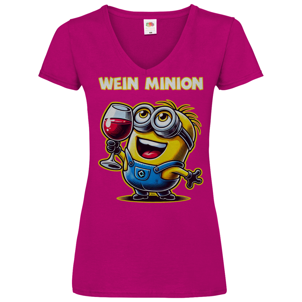 Wein Minion - V-Neck Damenshirt