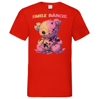 Smile Bärchi - Herren V-Neck Shirt Red