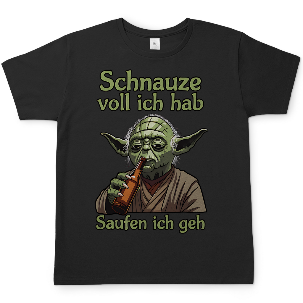 Herren T-Shirt Yoda Schnauze Voll Ich Hab Saufen Ich Geh Black