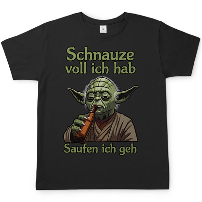 Herren T-Shirt Yoda Schnauze Voll Ich Hab Saufen Ich Geh Black