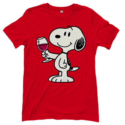 Snoopy mit Wein -  Die Peanuts - Damenshirt