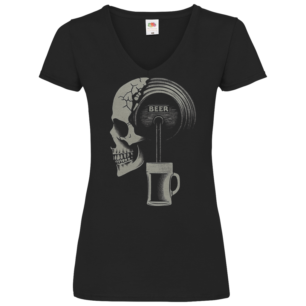 Bier Totenkopf - V-Neck Damenshirt