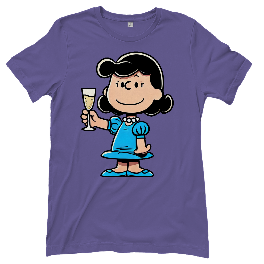 Lucy van Pelt mit Sekt - Die Peanuts - Damenshirt Millennial Lilac