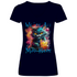 We´re All Mad Here Grinsekatze - V-Neck Damenshirt Deep Navy