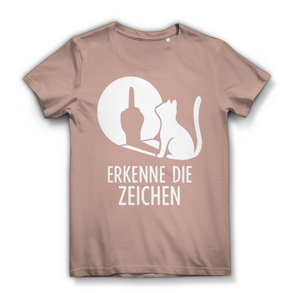 Damen Premium Bio T-Shirt Erkenne Die Zeichen Katze Katzenliebhaber Millennial Pink