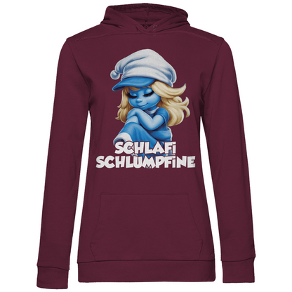 Schlafi Schlumpfine Grafik - Damen Hoodie Wine