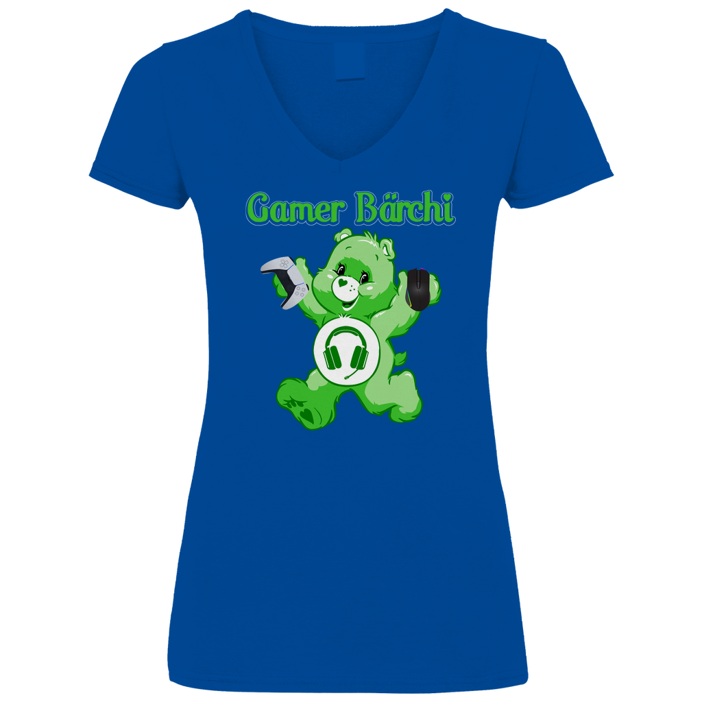 Gamer Bärchi - Glücksbärchi - V-Neck Damenshirt Royal Blue XL
