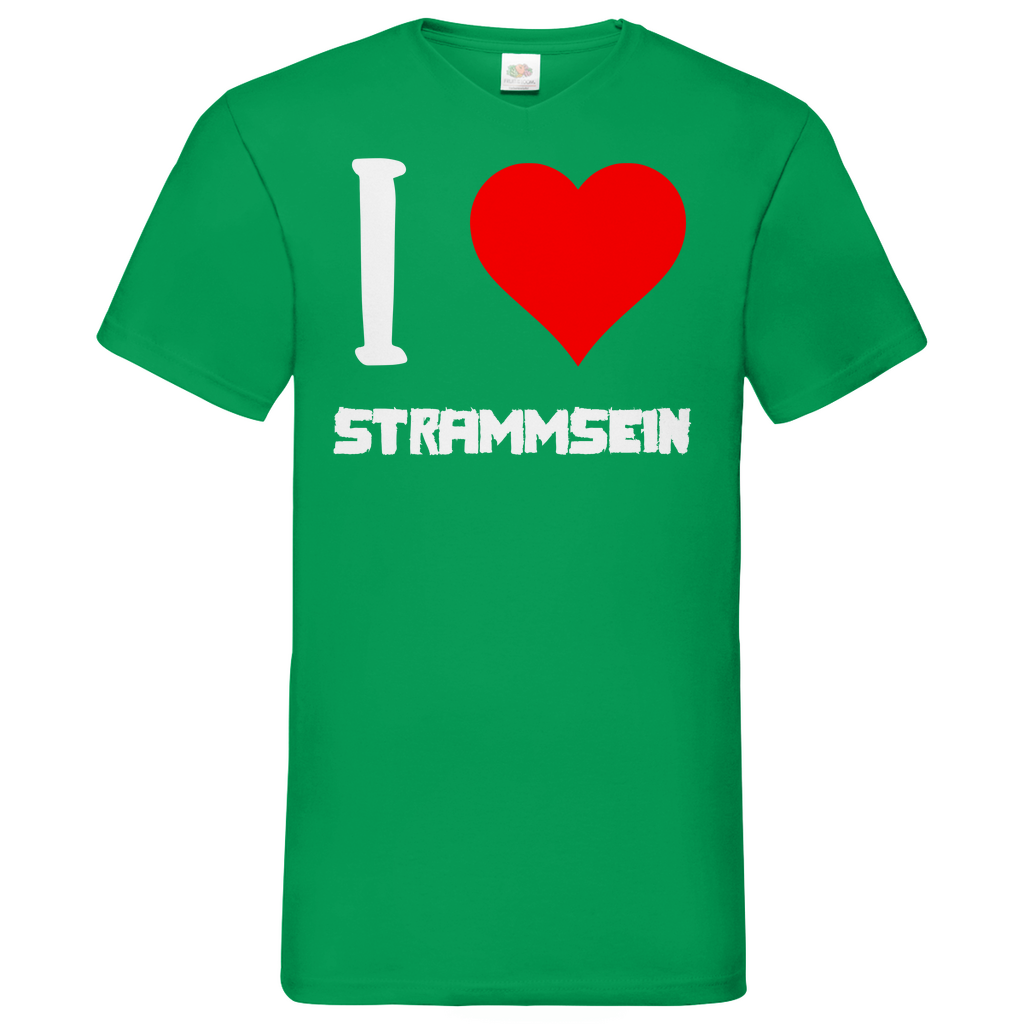I love Strammsein - Herren V-Neck Shirt Kelly Green