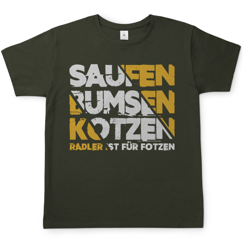 Saufen Bumsen Kotzen Radler ist für Fotzen - Herren T-Shirt Urban Khaki