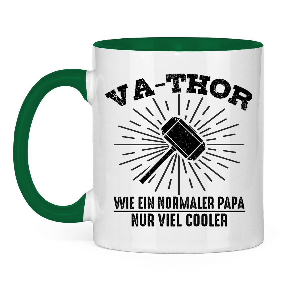 Va-Thor wie ein normaler Papa nur viel cooler - Tasse zweifarbig Green