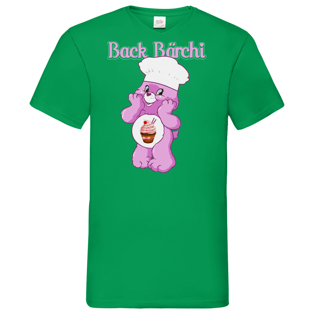 Back Bärchi - Glücksbärchi - Herren V-Neck Shirt Kelly Green