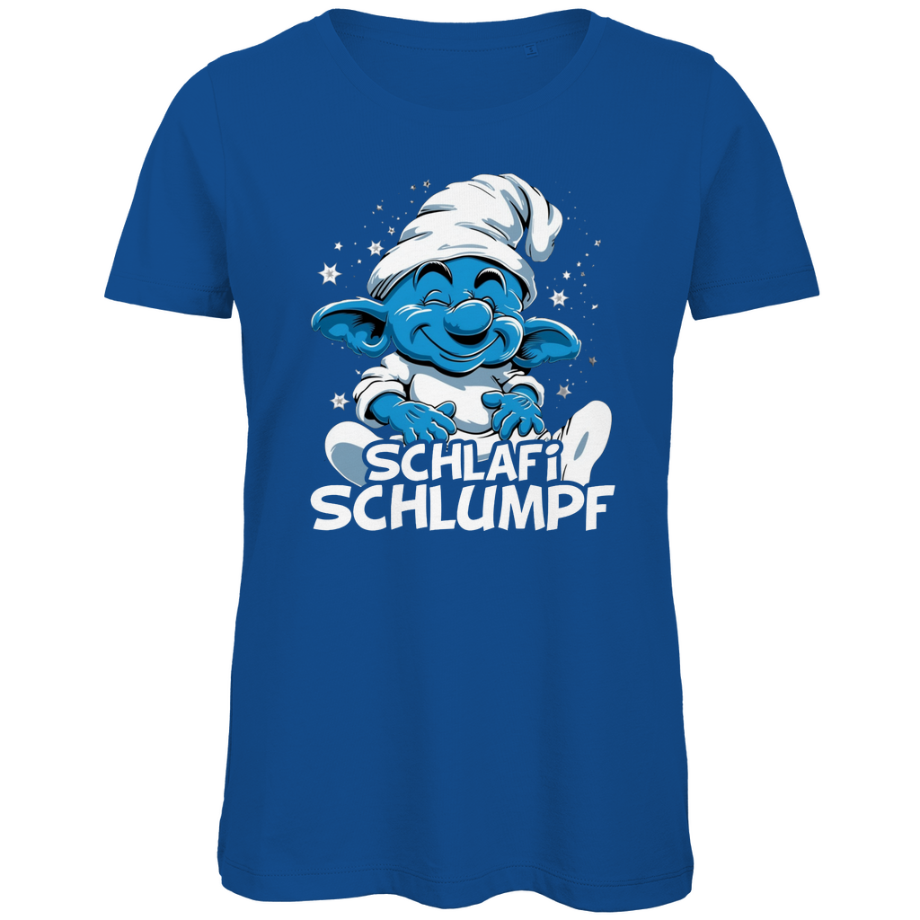 Schlafi Schlumpf Grafik - Damen Premium Bio T-Shirt Royal Blue