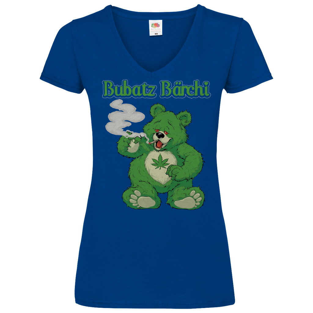 Bubatz Bärchi - Glücksbärchi - V-Neck Damenshirt Royal Blue