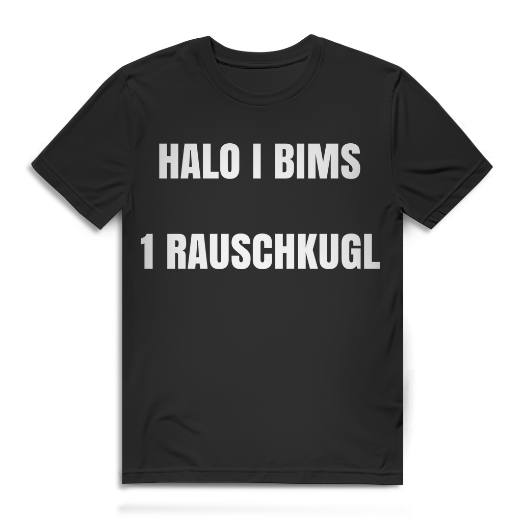 Herren Bio T-Shirt Halo I Bims 1 Rauschkugl lustiger Meme Spruch Party-Shirt Black