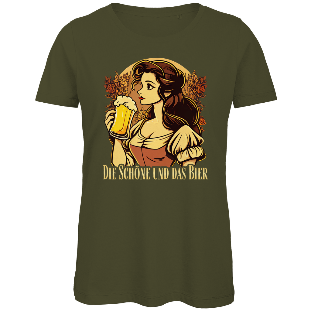 Die Schöne und das Bier Belle - Damen Premium Bio T-Shirt Khaki