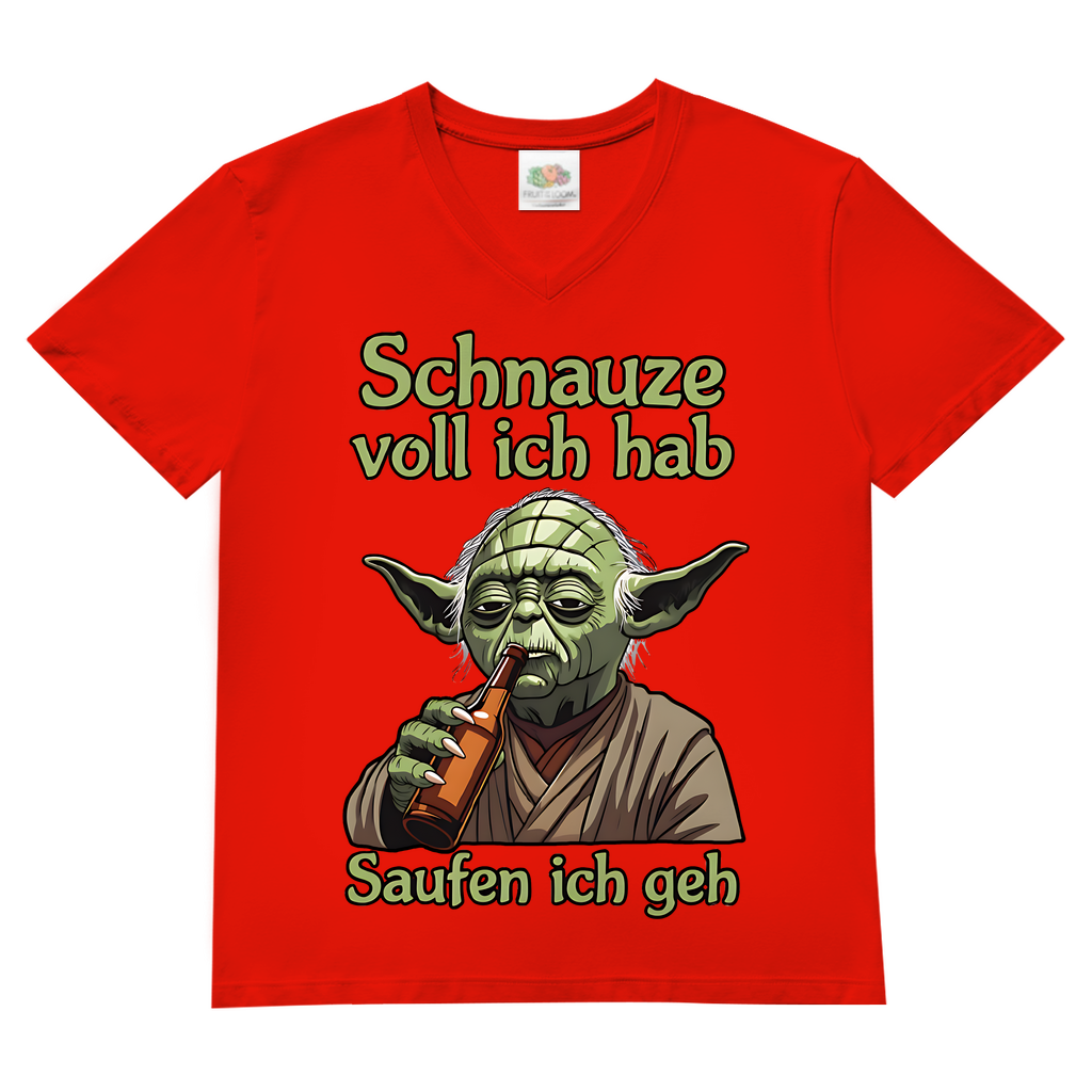 Herren V-Neck T-Shirt Yoda Schnauze Voll Ich Hab Saufen Ich Geh