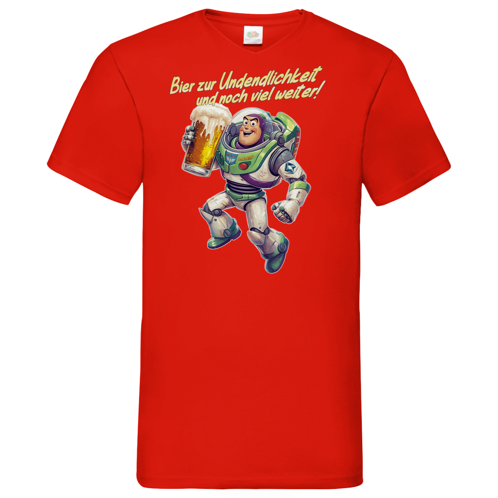 Bier zur Unendlichkeit und noch viel weiter - Buzz Lightyear Toy Story - Herren V-Neck Shirt Red