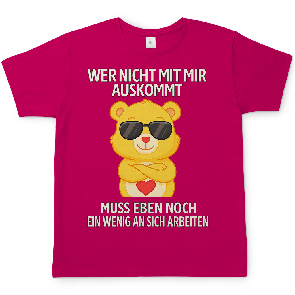 Herren T-Shirt Glücksbärchi Bär – Wer nicht mit mir auskommt Spruch Sorbet