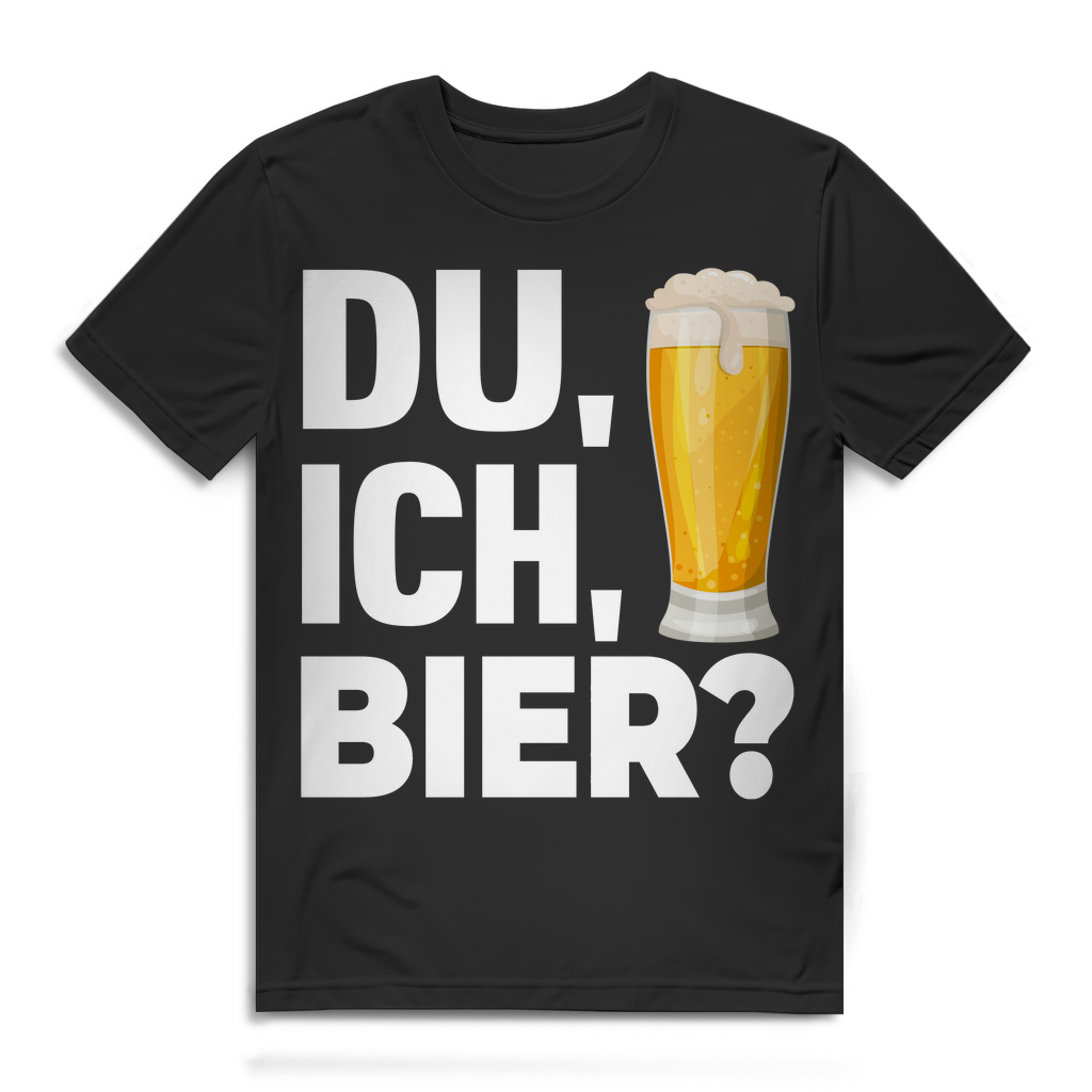 Originelles Bier Spruchshirt Du Ich Bier? T-Shirt Herren Trinkshirt Premium Black