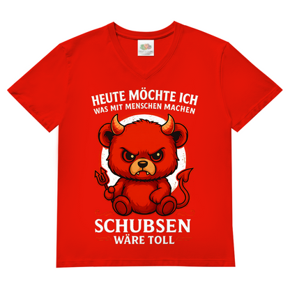 Heute möchte ich was mit Menschen machen Schubsen wäre toll Herren V-Neck T-Shirt Red