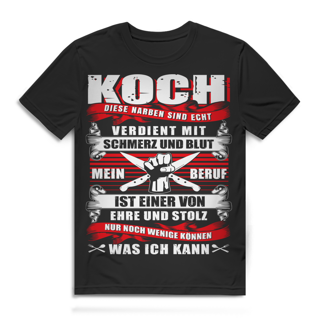 Kochen T-Shirt Männer – Diese Narben sind echt – Koch Beruf mit Stolz &amp; Ehre Black
