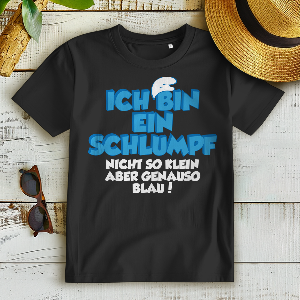 Ich bin ein Schlumpf nicht so klein aber genau so blau - Damen Premium Bio T-Shirt Farbe Schwarz