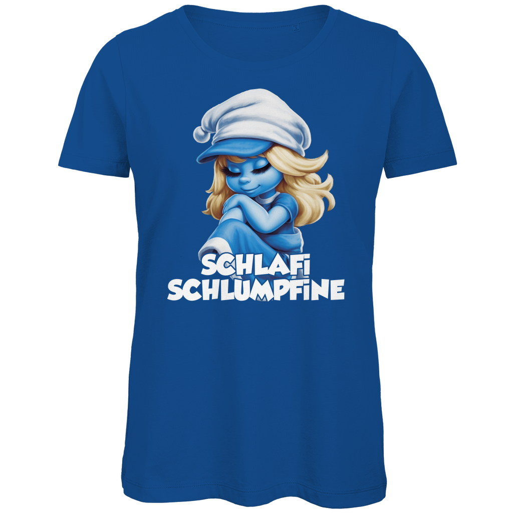 Schlafi Schlumpfine Grafik - Damen Premium Bio T-Shirt Royal Blue