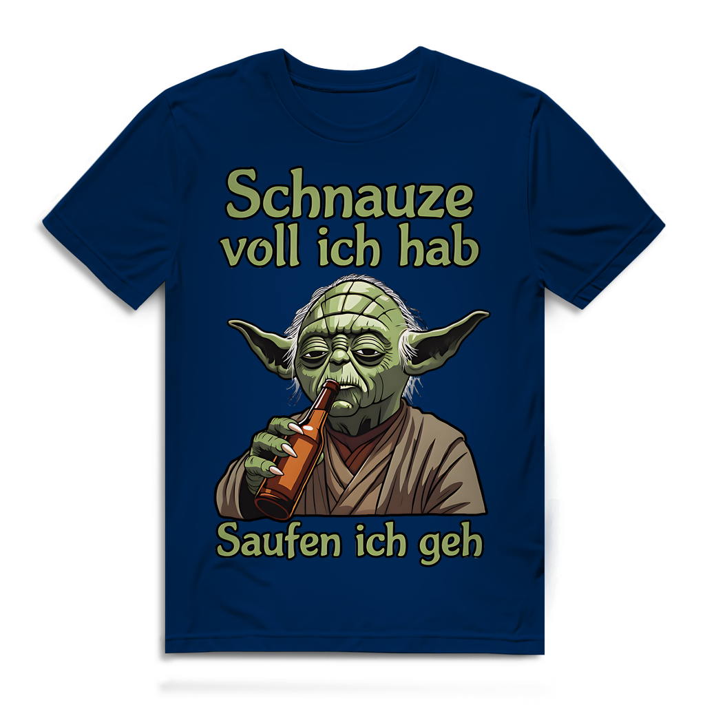 Herren Premium Bio T-Shirt Yoda Schnauze Voll Ich Hab Saufen Ich Geh Navy