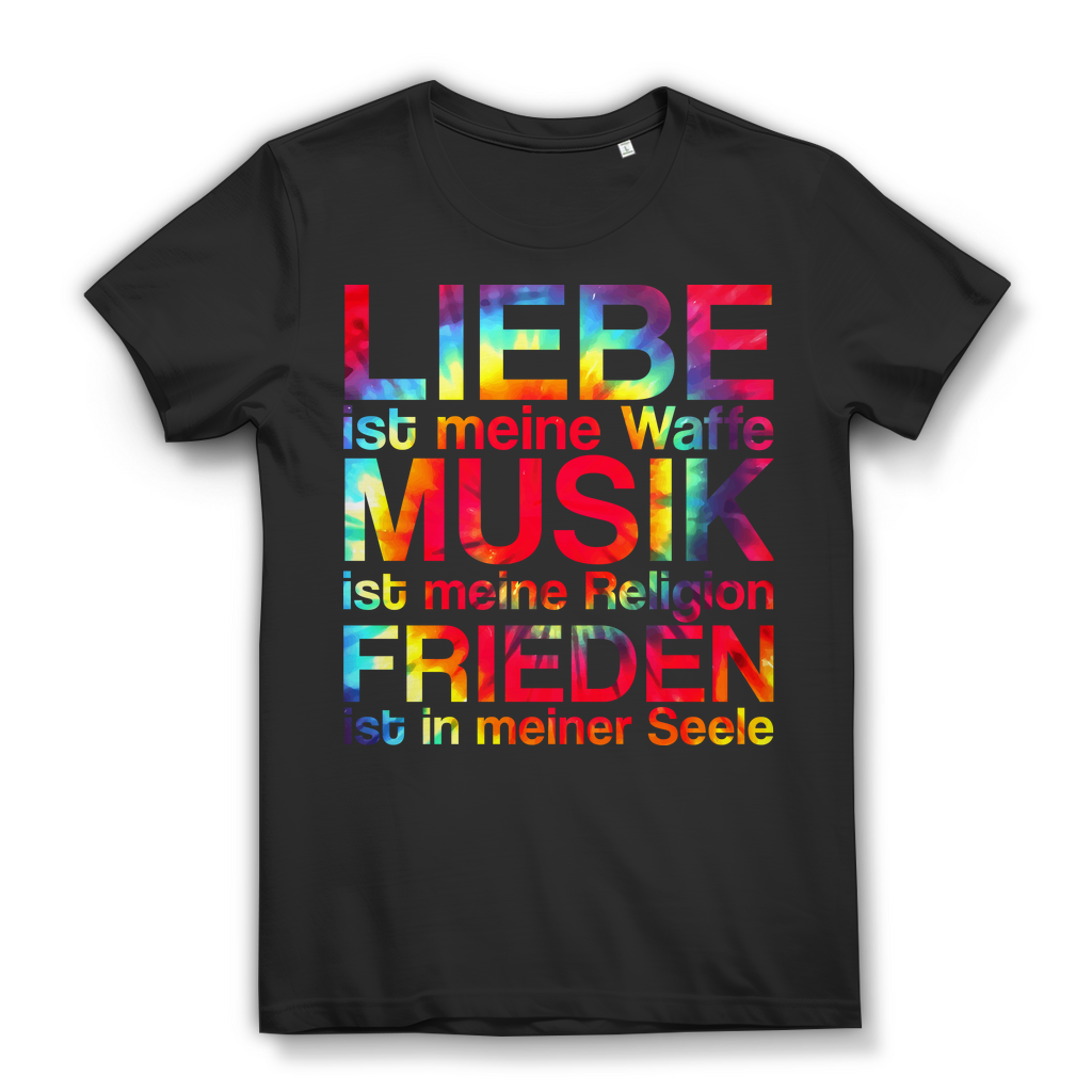 Liebe ist meine Waffe T-Shirt Damen – Musik Religion Frieden Seele Shirt Black