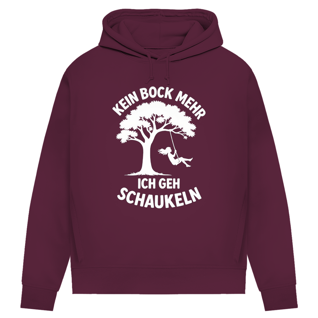 Damen Premium Bio Hoodie Kein Bock Mehr Ich Geh Schaukeln Burgundy