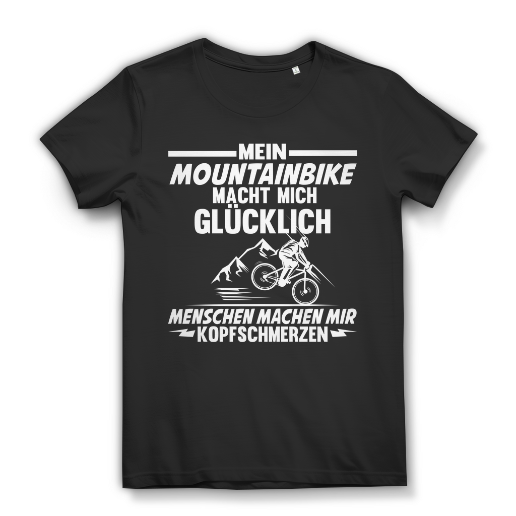 Lustiges Damen Bio T-Shirt Mountainbike macht mich glücklich Kopfschmerzen