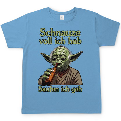 Herren T-Shirt Yoda Schnauze Voll Ich Hab Saufen Ich Geh Sky Blue