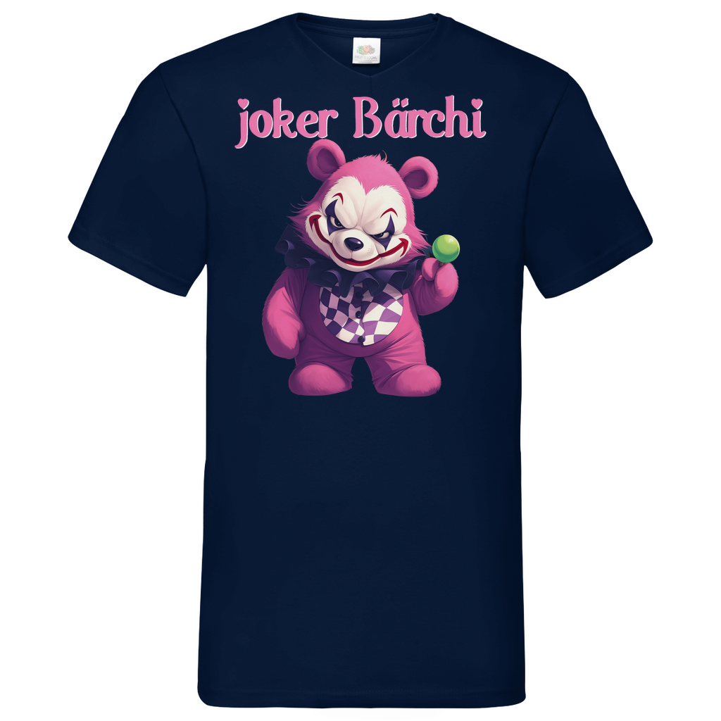 Joker Bärchi - Glücksbärchi - Herren V-Neck Shirt Navy