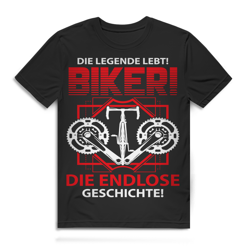 Herren T-Shirt Die Legende lebt Biker die endlose Geschichte Rad Black