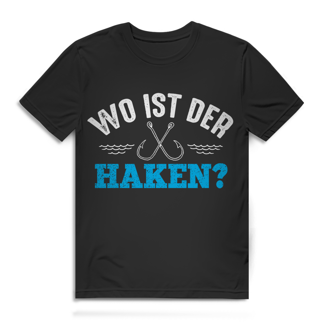 Herren T-Shirt Angeln – Wo ist der Haken? – Lustiges Fischer Funshirt Geschenk