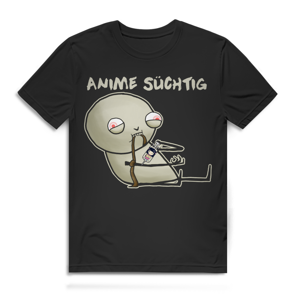 Herren T-Shirt Anime Süchtig Otaku Shirt Gamer Anime Fan Shirt Black