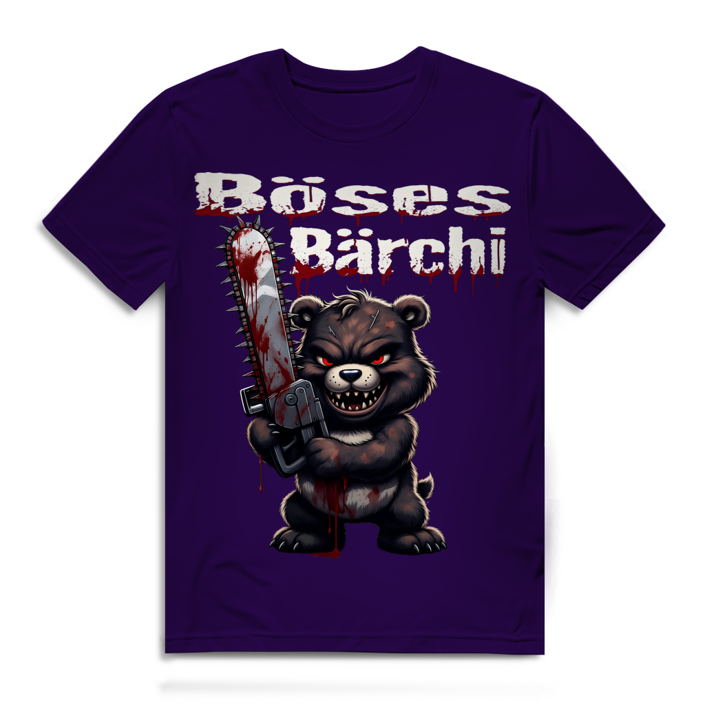 Böses Bärchi Kettensäge Herren Premium Bio T-Shirt Urban Purple