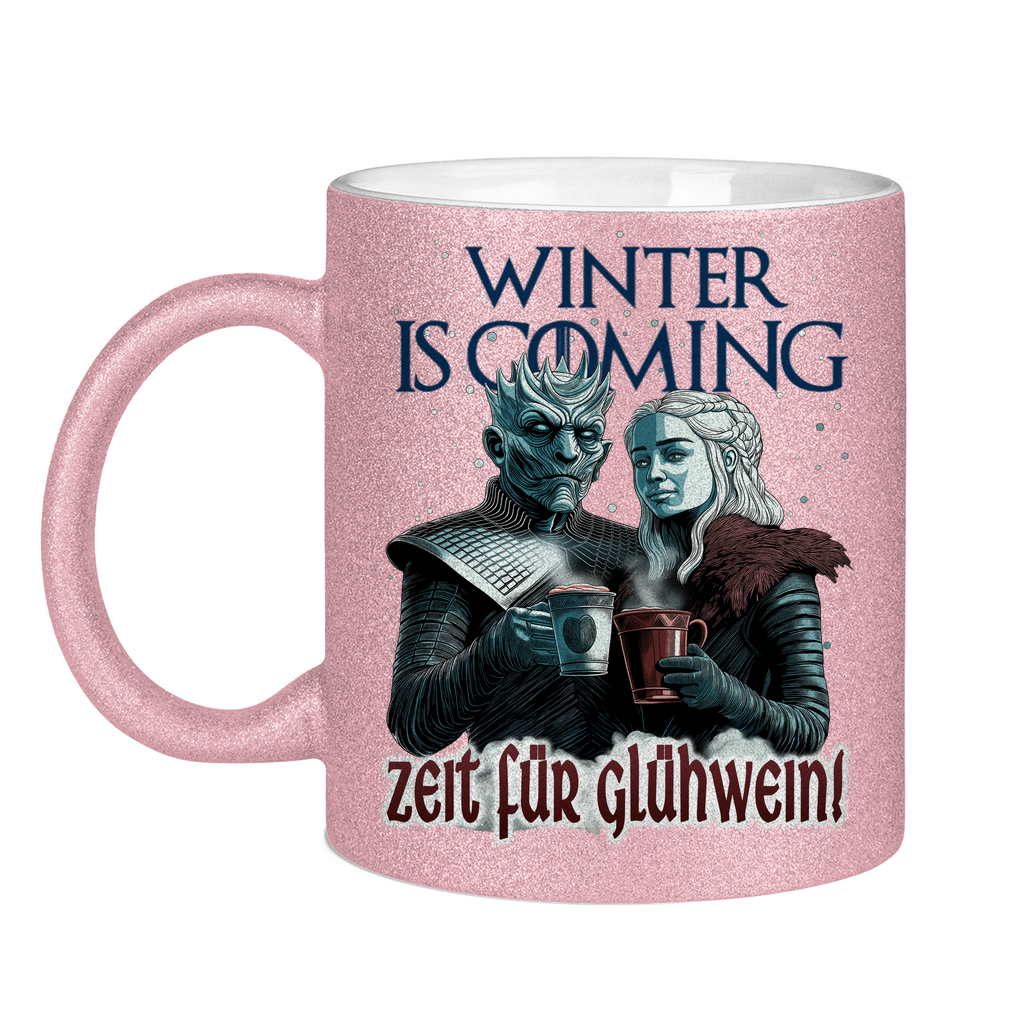 Winter is coming - Zeit für Glühwein - Glitzertasse Pink Glitter One size